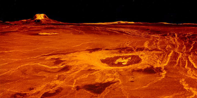 Enlarged view: Reconstruction of the surface of Venus based on photographs taken by the space probe Magellan. (Photo: nasa.gov)