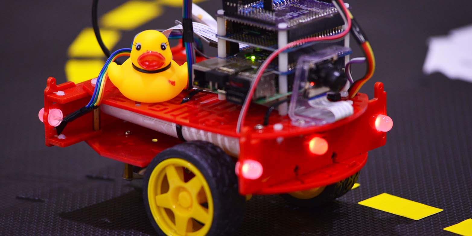 Enlarged view: The duck is mascot only: In the Duckietown project, students taught the robots autonomous driving. (All pictures: ETH Zurich / Peter Rüegg)
