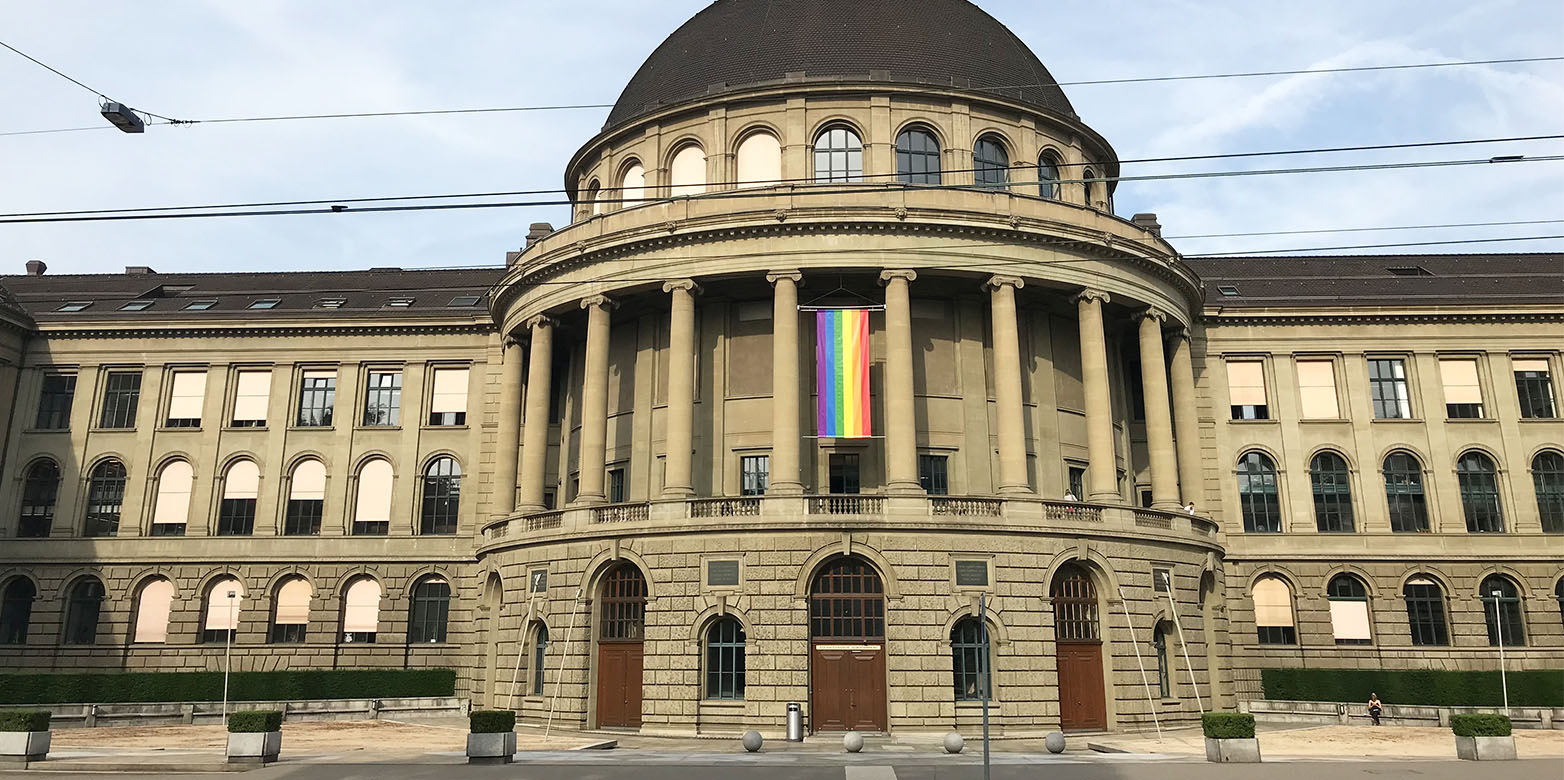 rainbow flag at the main building