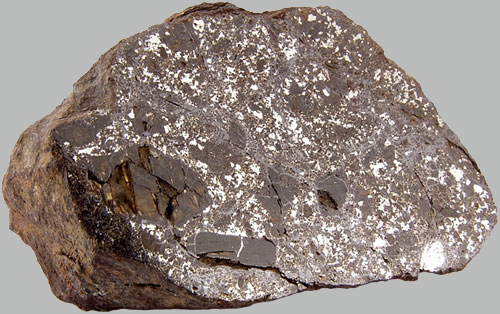 Enlarged view: This meteorite from Chile probably comes from the asteroid Vesta.