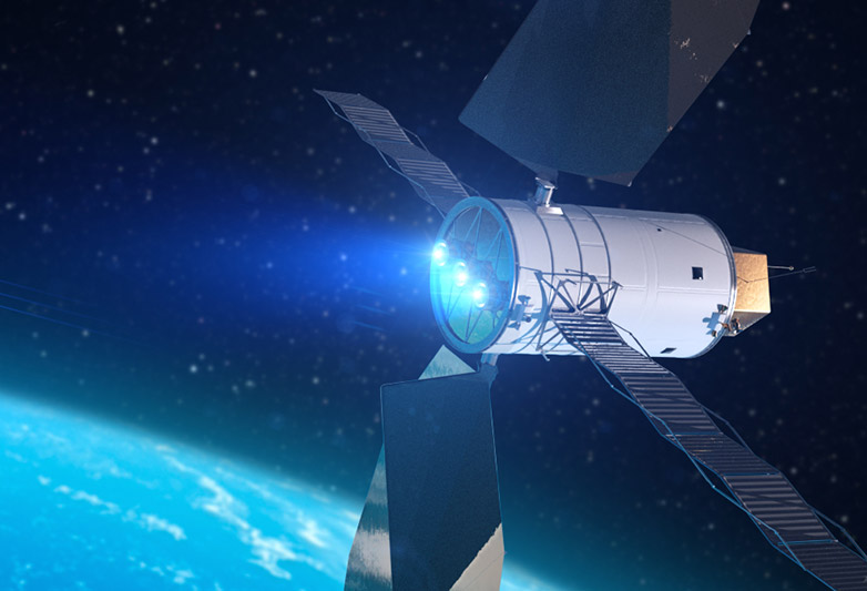 Vergrösserte Ansicht: Eine Raumsonde mit Solarantrieb erkundet den Weltraum. (Illustration: NASA)