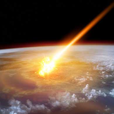 Ein zum Glück sehr seltenes Ereignis: Ein Asteroid trifft die Erde. (Grafik: iStock / Solarseven)