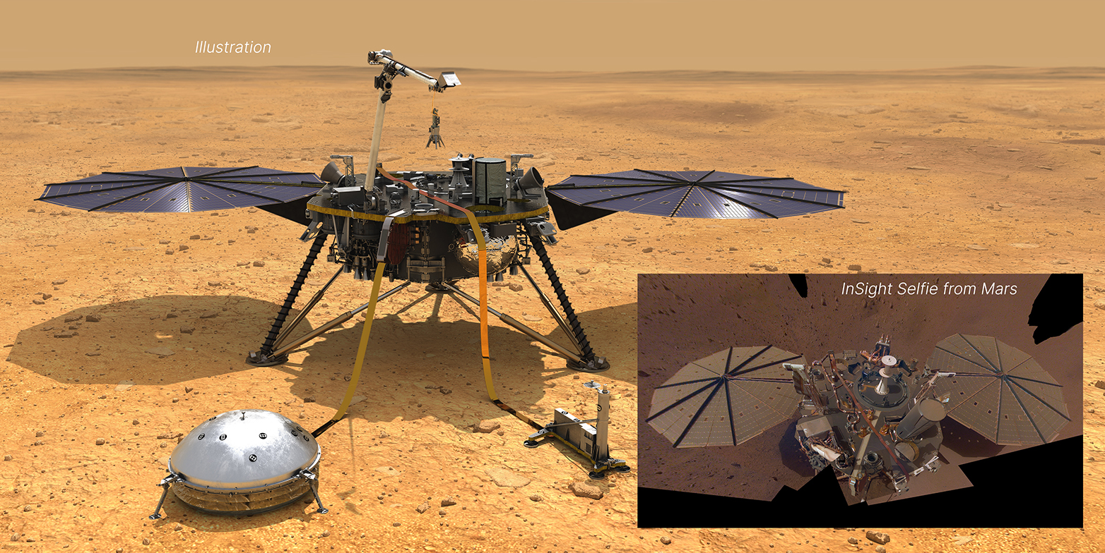 Vergrösserte Ansicht: Insight-Sonde auf dem Mars