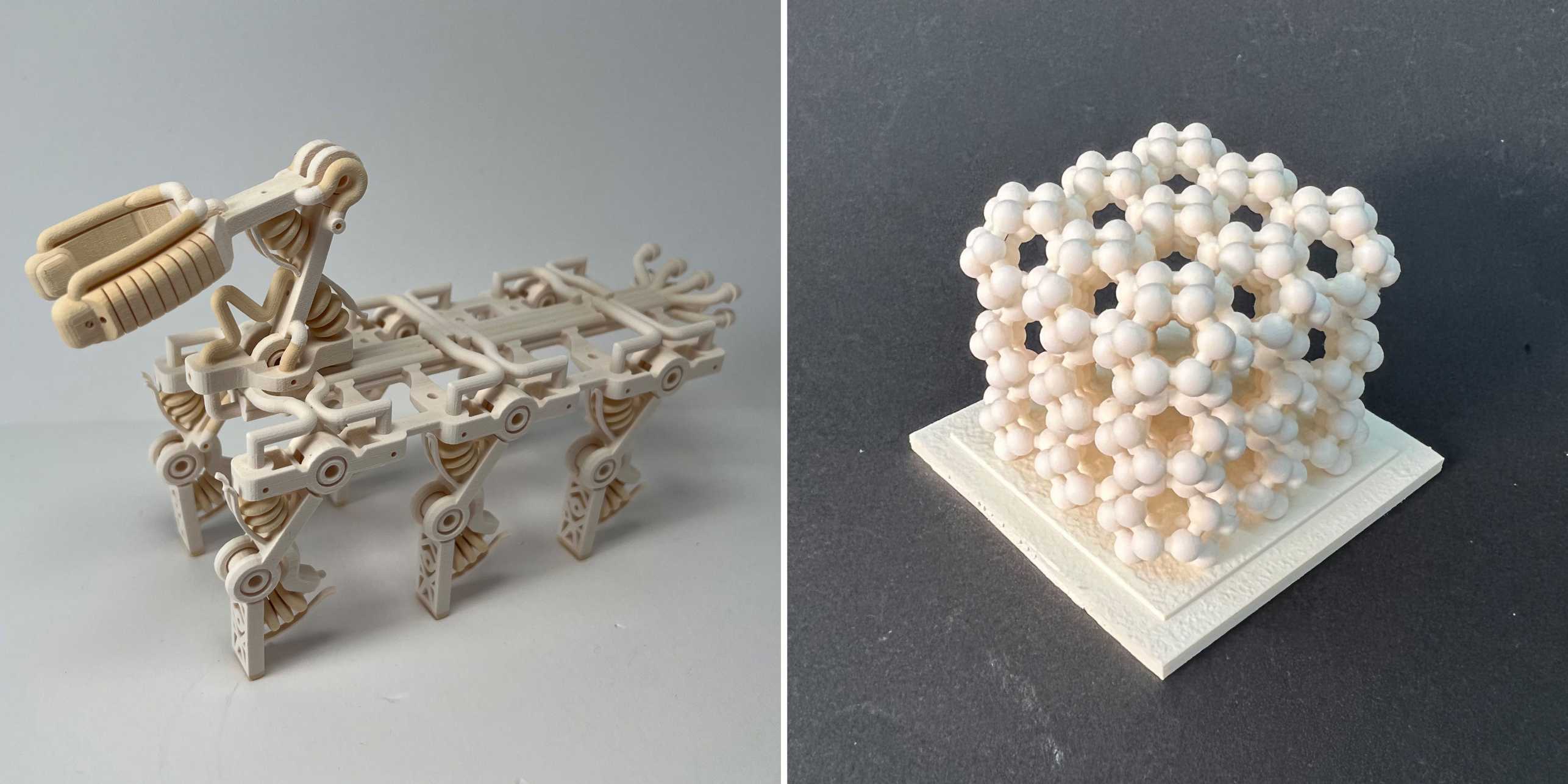 Zwei Beispiele von 3D-gedruckten Gegenständen