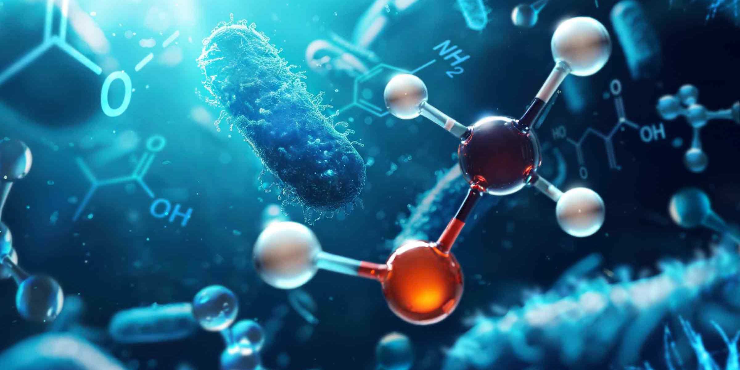 Illustration von Bakterien und Molekülen