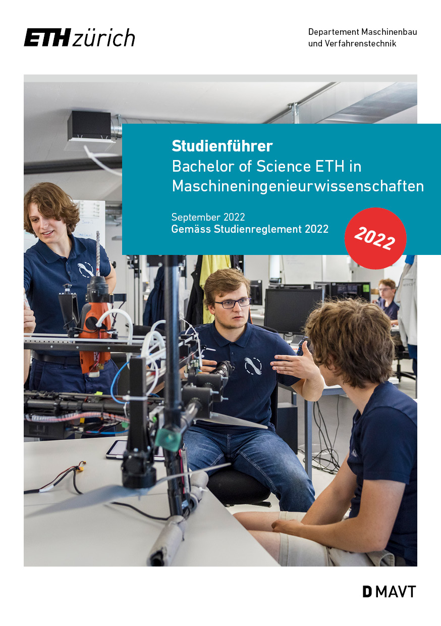 Titelblatt des Bachelor Studienführers Maschineningenieurwissenschaften. 