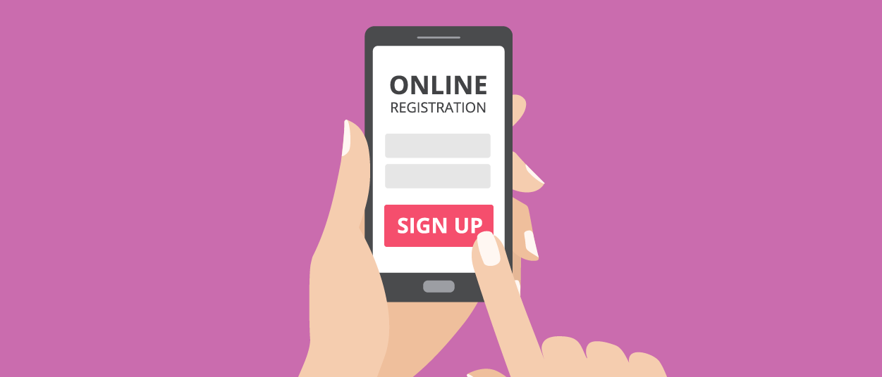 Graphic for online registration with a smartphone