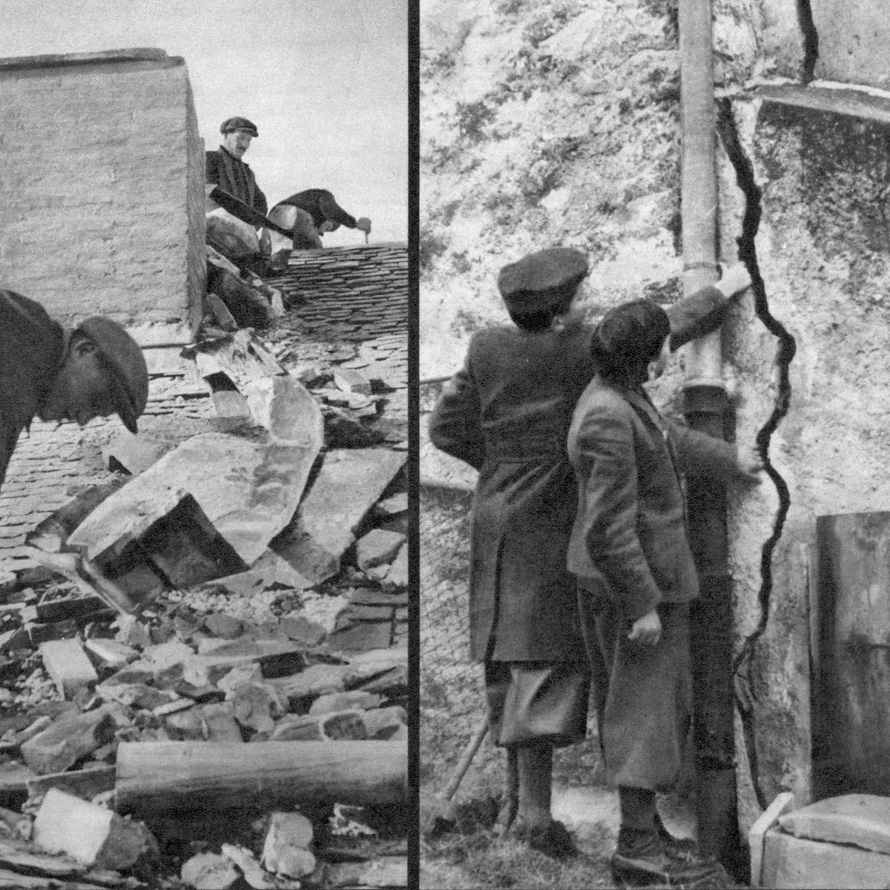 Historic images of the earthquake 1946 in the near of Siders