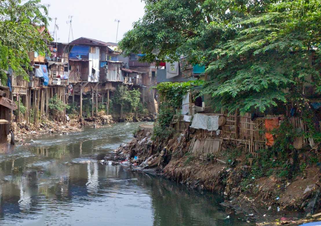 Enlarged view: The Ciliwung river in the Kampung Melayu district of Jakarta 