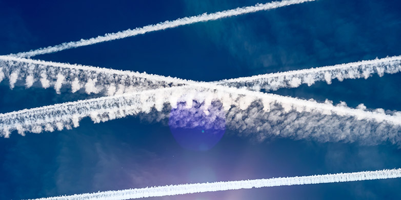 Enlarged view: Condensation trails
