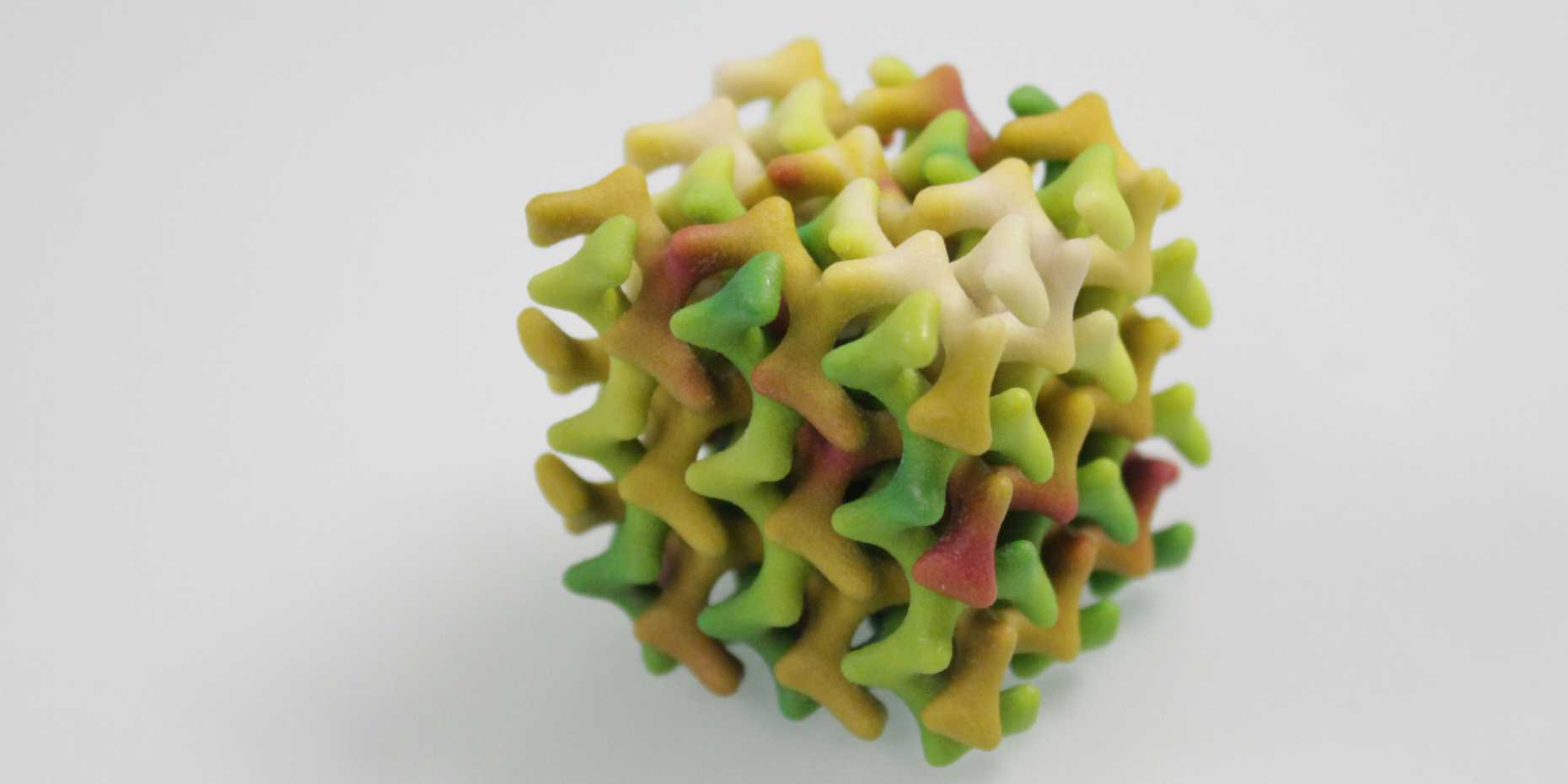 Three-dimensional model of the novel lipid mesophase: This cubic motif is repeated regularly in the material. (Photograph: Peter Rüegg / ETH Zurich)