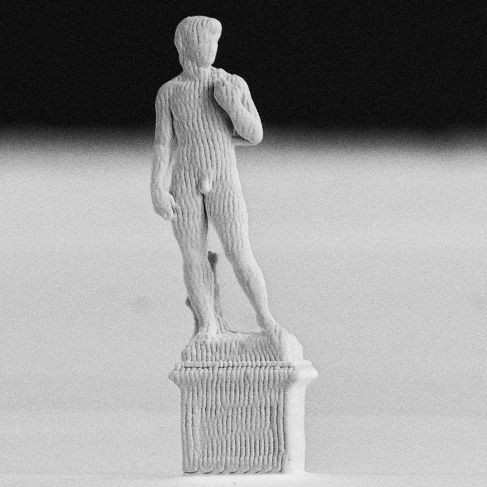 It can't be much smaller: 0.1 mm David statue.