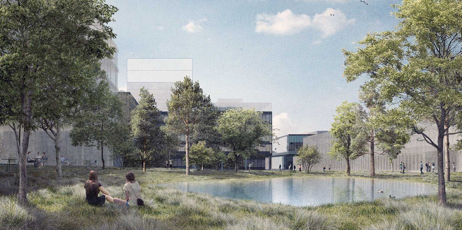 Enlarged view: Green spaces and parks such as the Flora Ruchat Roncati garden play an important role in “ETH Campus Hönggerberg 2040”. ( Visualisation: ETH Zurich / nightnurse images)