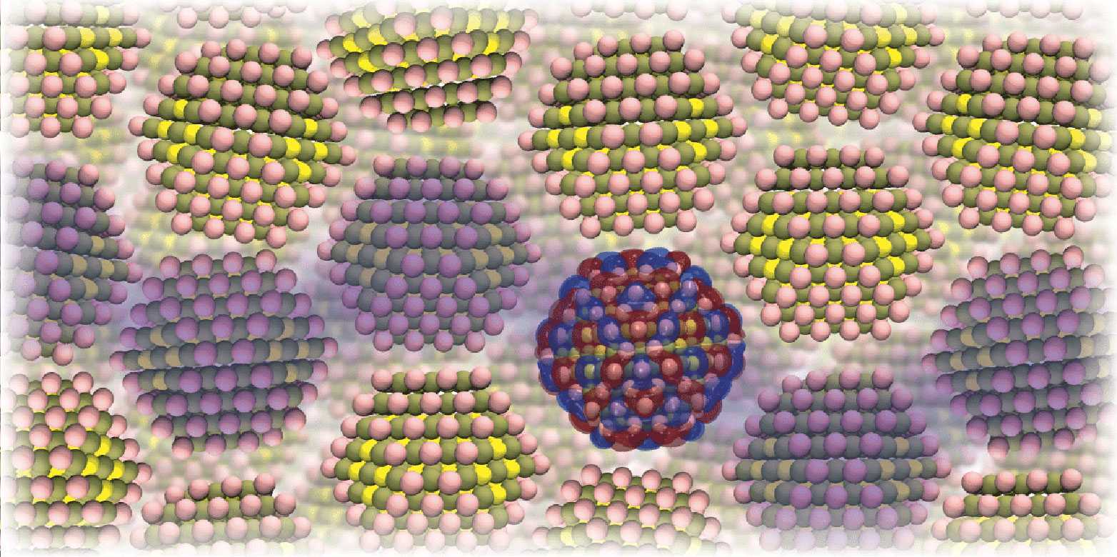 Enlarged view: Tightly packed crystals in a nanocrystal semiconductor. (Visualisation: ETH Zurich / Nature Communications)