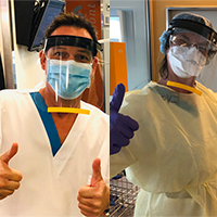 Three employees of the hospital in Männedorf with face shields