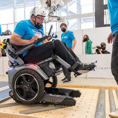 Cybathlon participant competing in wheelchair