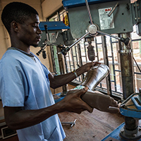 Prostheses repair shop in Guinea-Bissau