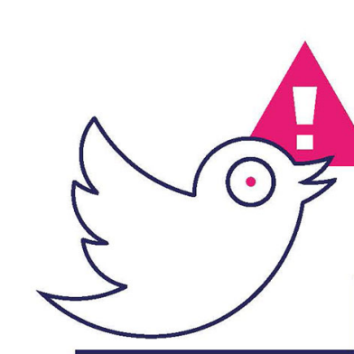 Illustration with Twitter birds on a platform