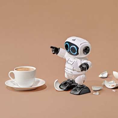 A robot and a cup of coffee