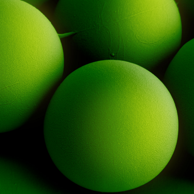 Microrobots seen as small green spheres