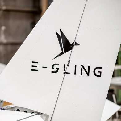 E-Sling electric aircraft logo on the tail fin