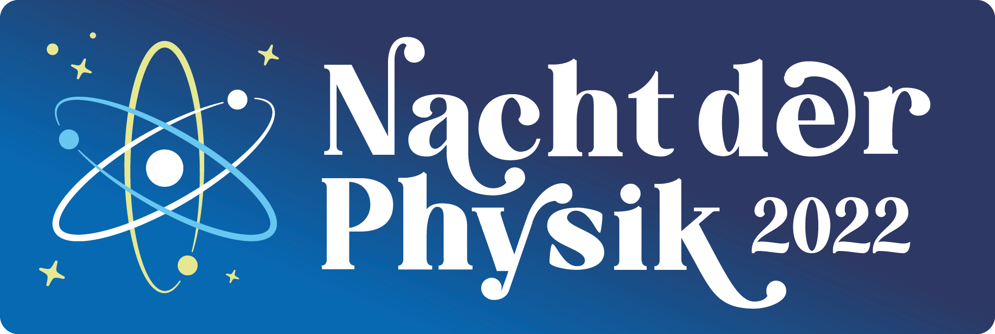 Logo zur Nacht der Physik 2022 mit einem Atom