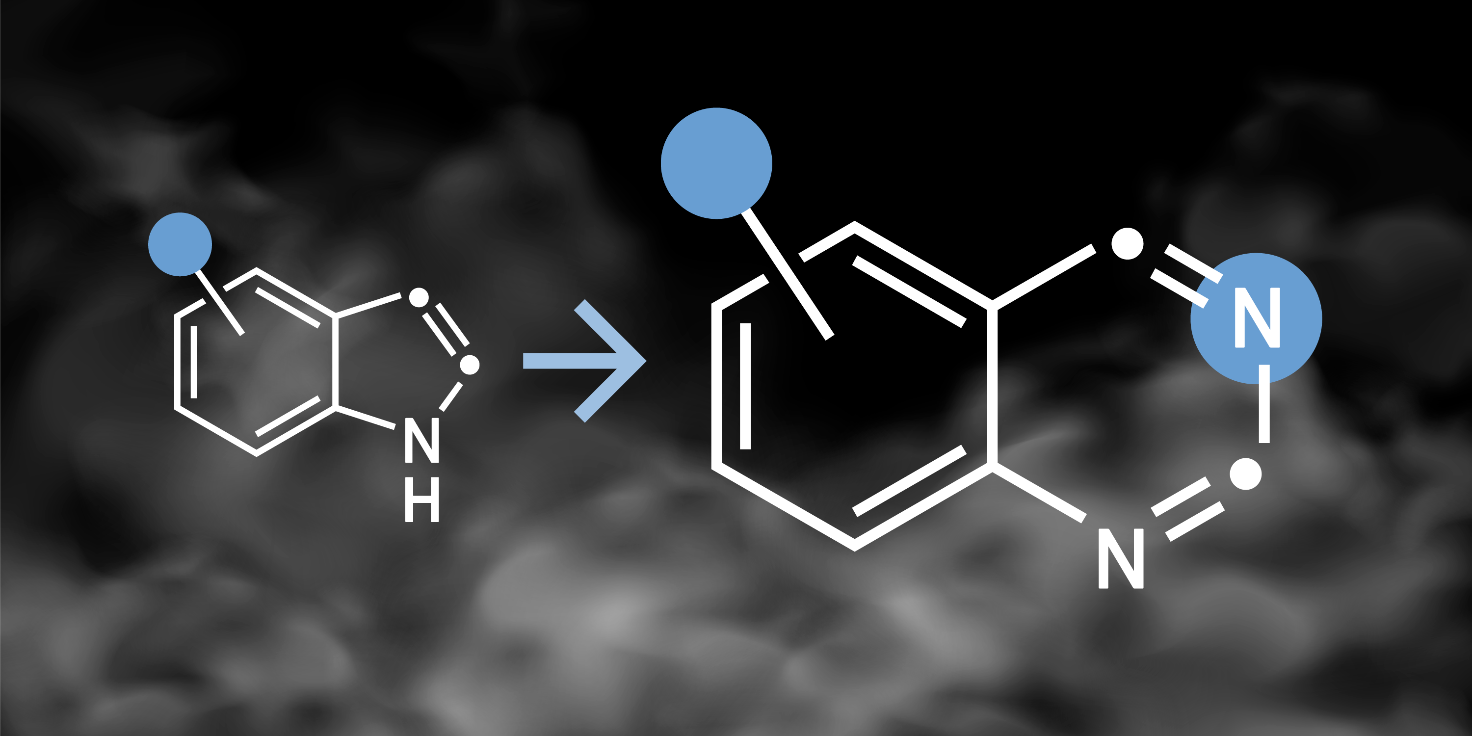 Two chemical compounds, on the left: Indol