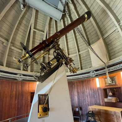 Telescope in the dome, directed towards the sky