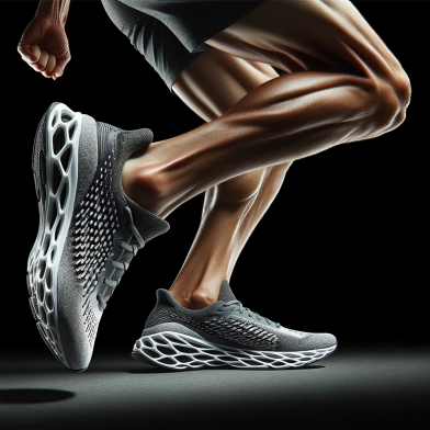 AI generated conceptualisation of a running shoe made out of a metamaterial