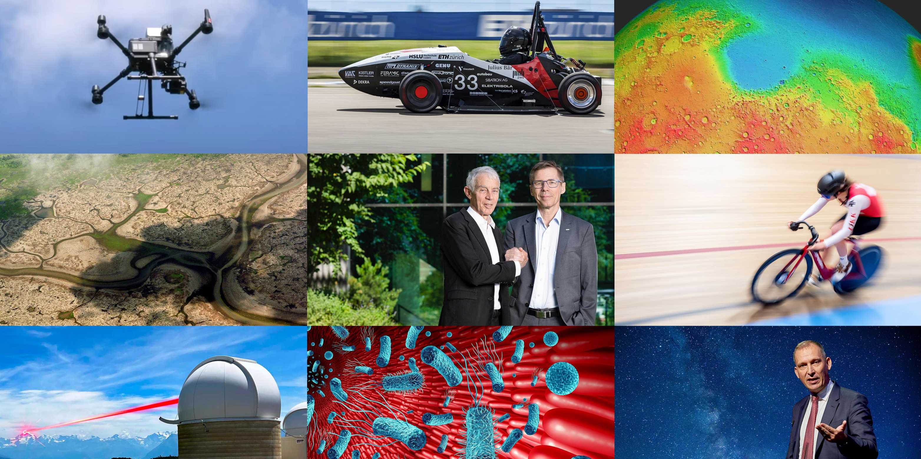 Photomontage with important events and research results at ETH Zurich