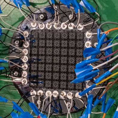 Prototype of the sensor with various wiring of green background