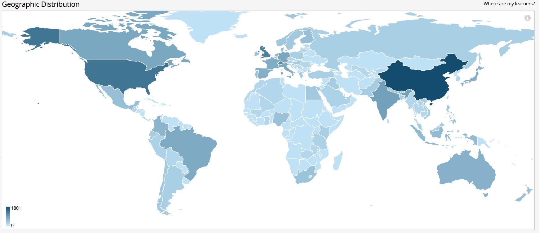 Geographical distribution of participants in an ETH MOOC
