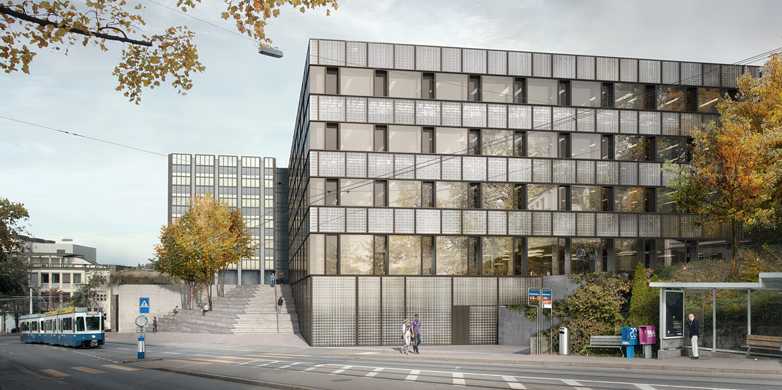An der Gloriastrasse in Zürich entsteht ein neues Gebäude für die gesundheits- und medizinbezogene Lehre und Forschung. (Bild: Boltshauser Architekten, Zürich)