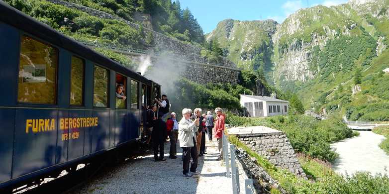 Enlarged view: One of the highlights of the PV ETH programme in 2014: the trip on the Furka steam railway from Realp in the canton of Uri to Oberwald in the canton of Valais on 31 July. (Photo: PV ETH/ Othmar Fluck)