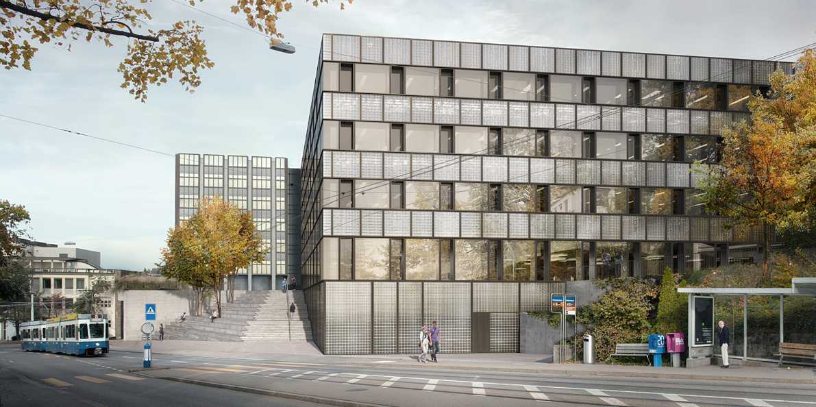 Enlarged view: The new GLC building viewed from Gloriastrasse. (Visualisation: ETH Zurich)