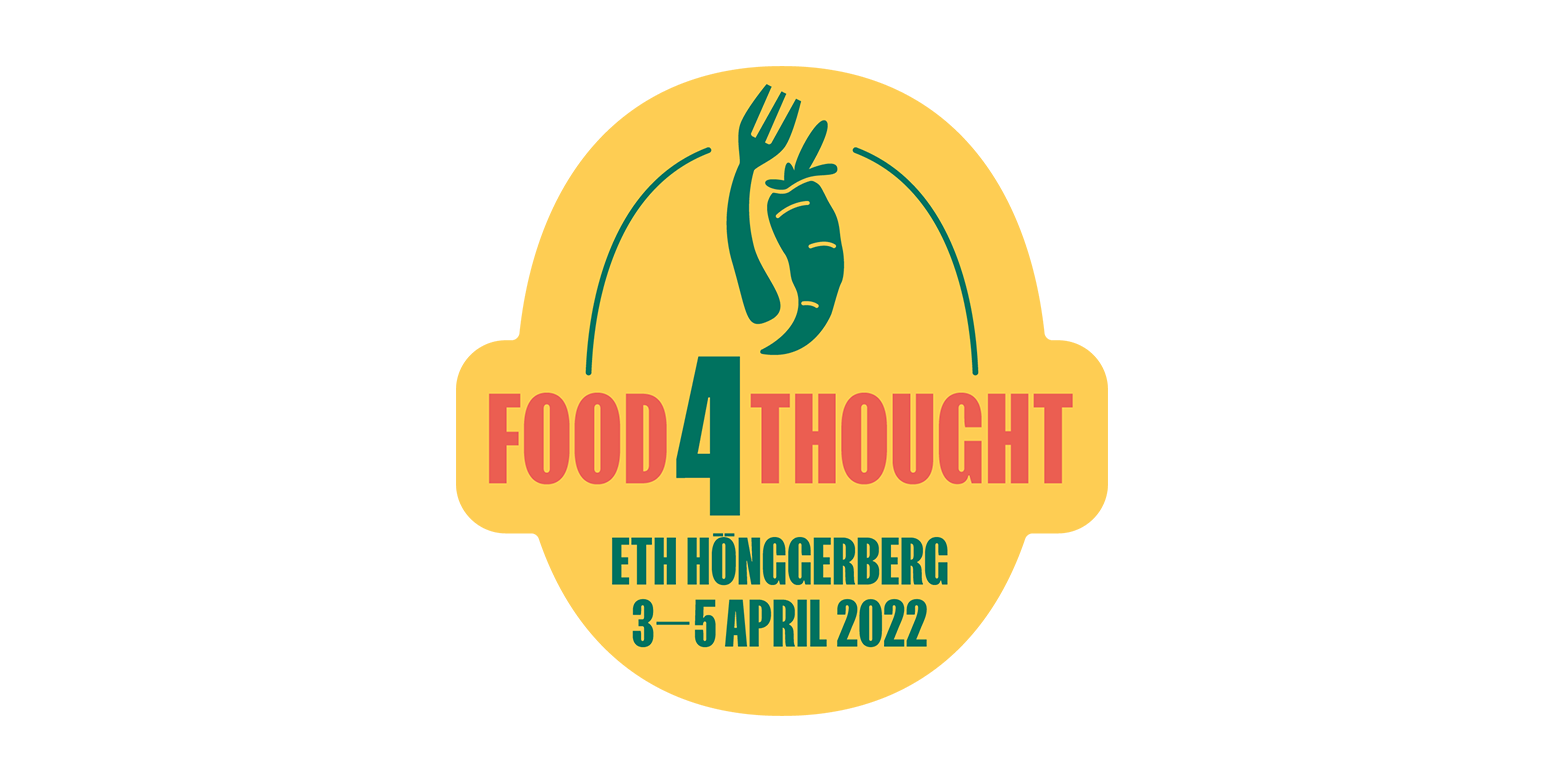 Food4Thought logo: a green fork and a carrot on a yellow background