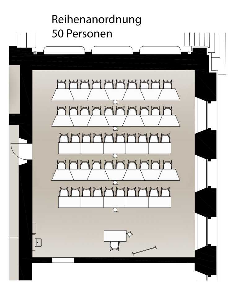 Enlarged view: Plan seating arrangement 50 people